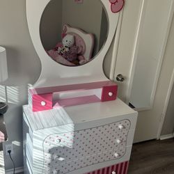 Hello Kitty Mirror, Dresser & Night Stand For Sale