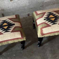 Pair Of Upholstered Footstools