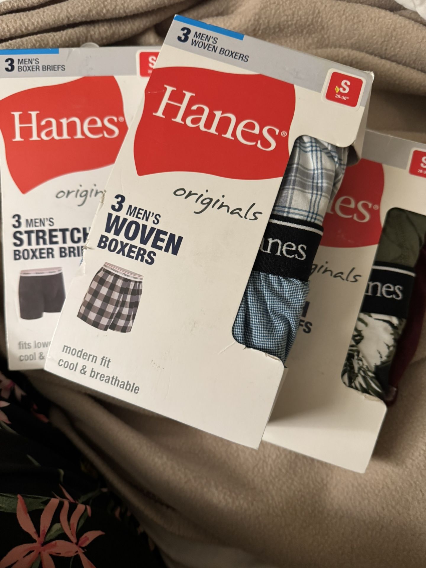 Hanes Three Men’s Boxer Briefs Stretch Size Small