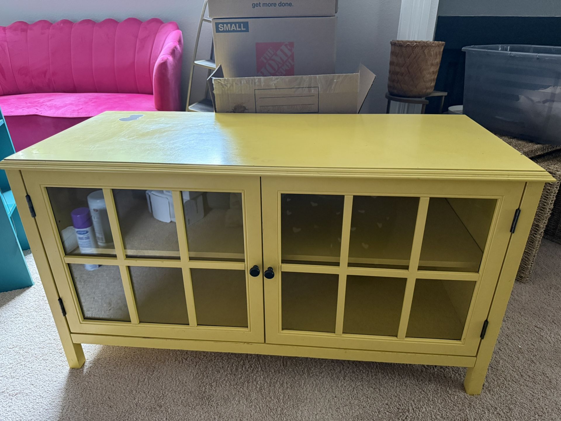 Adorable Small Yellow TV Stand