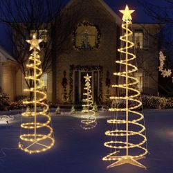 Brand New Set of 3 Minetom Christmas Spiral Tree 