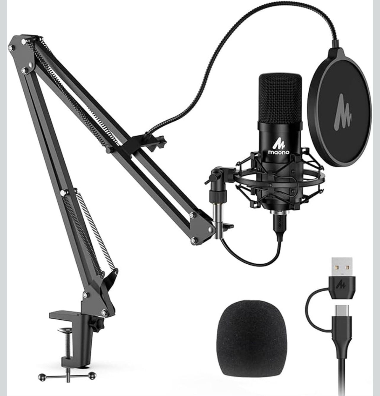 USB Microphone, MAONO 192KHZ/24Bit Plug & Play PC Computer Podcast Condenser