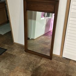 vintage Thomasville mid-century modern wood-framed mirror