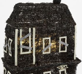 Pottery Barn Lit Rattan Haunted House 25 Inch, BLACK