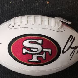 Brock Purdy Christian McCaffrey Signed 49ers Logo Football