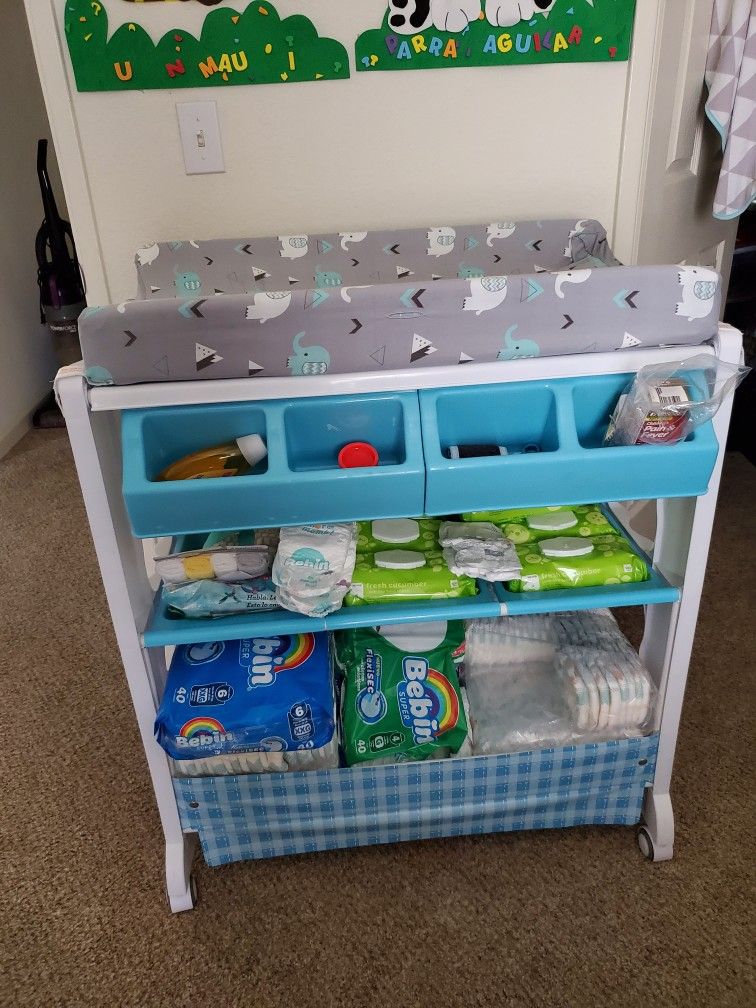 Baby Bath And Changing Table Plus Diaper Organizer 