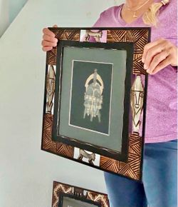 Framed African Mask Art Print both $10