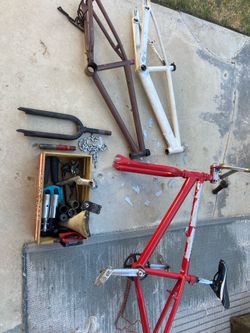 3 bmx bike frames and accessories
