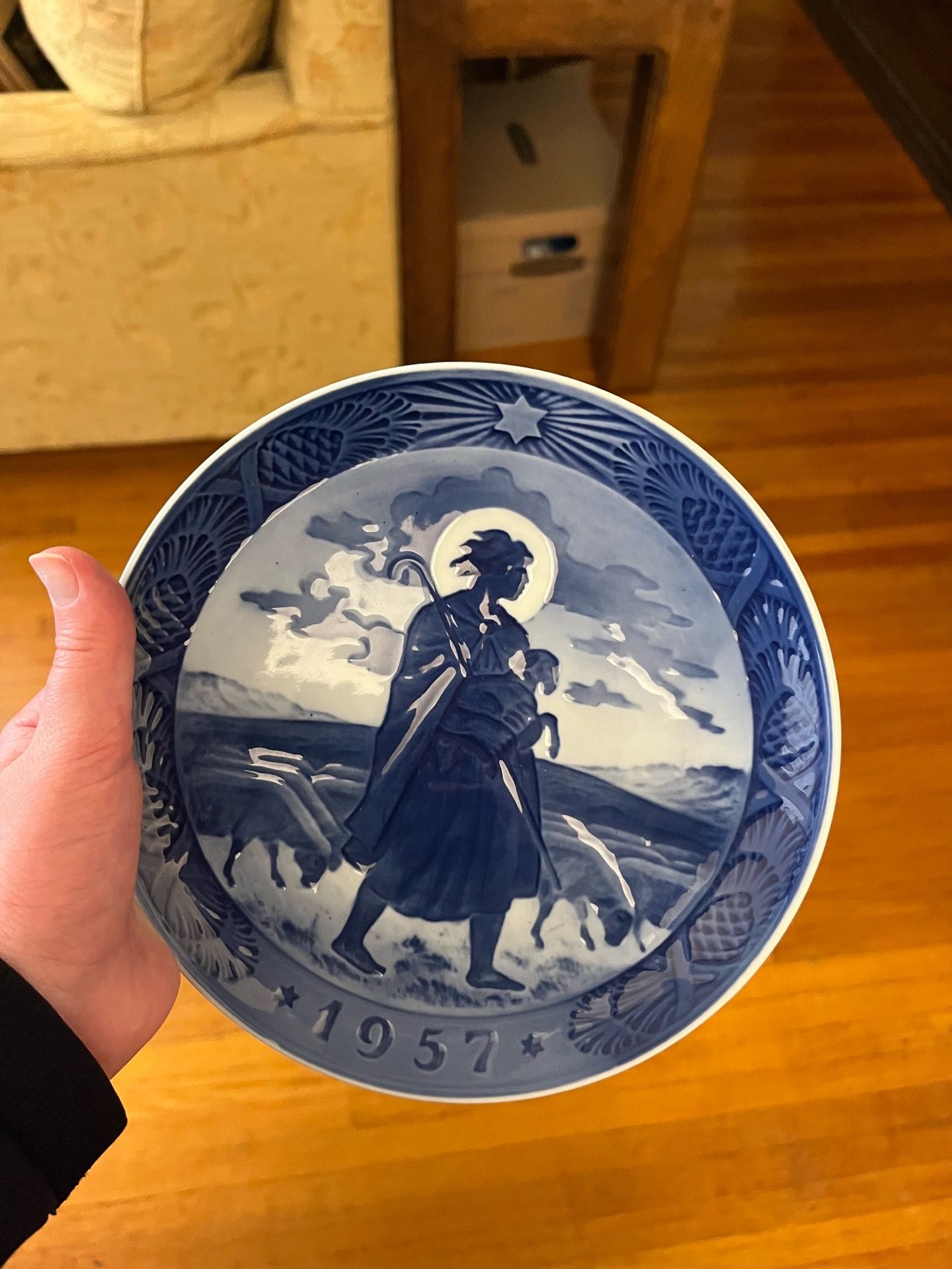 1957 Royal Copenhagen Christmas Plate - The Good Shepherd (Mint Condition)