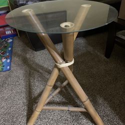 Bamboo Glass Side Table