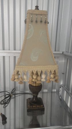 Victorian French Lamp Shade "Golden Elegance" Bead Fringe Nice