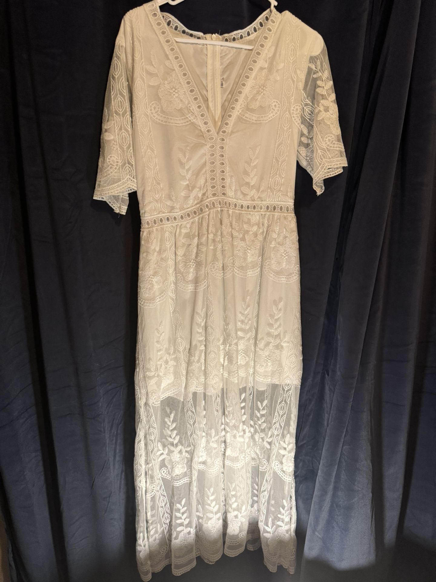 Boho White Lace Dress