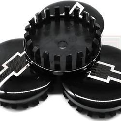 New Chevy Black / Chrome Chevy Center Caps 3.25"