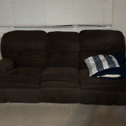 Brown 3-seat Reclining Sofa - Dual Recliners 