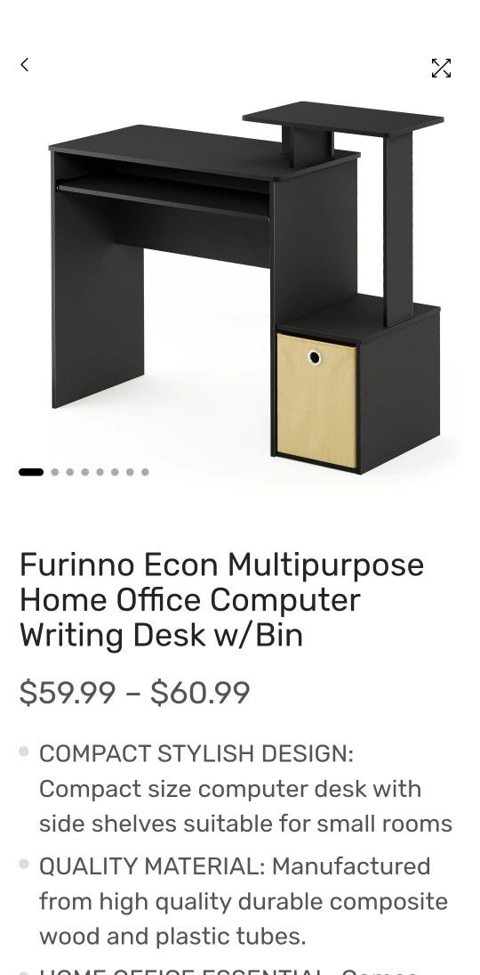 
Furinno Econ Multipurpose Home Office Computer Writing Desk, Black/Brown
