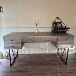 Maklaine Wood Gray Writing Desk