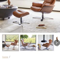 Chita Real  Leather Chair With Ottoman 