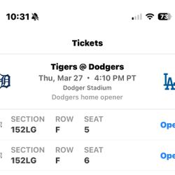 Dodgers vs. Tigers 3/28 Opening Day 