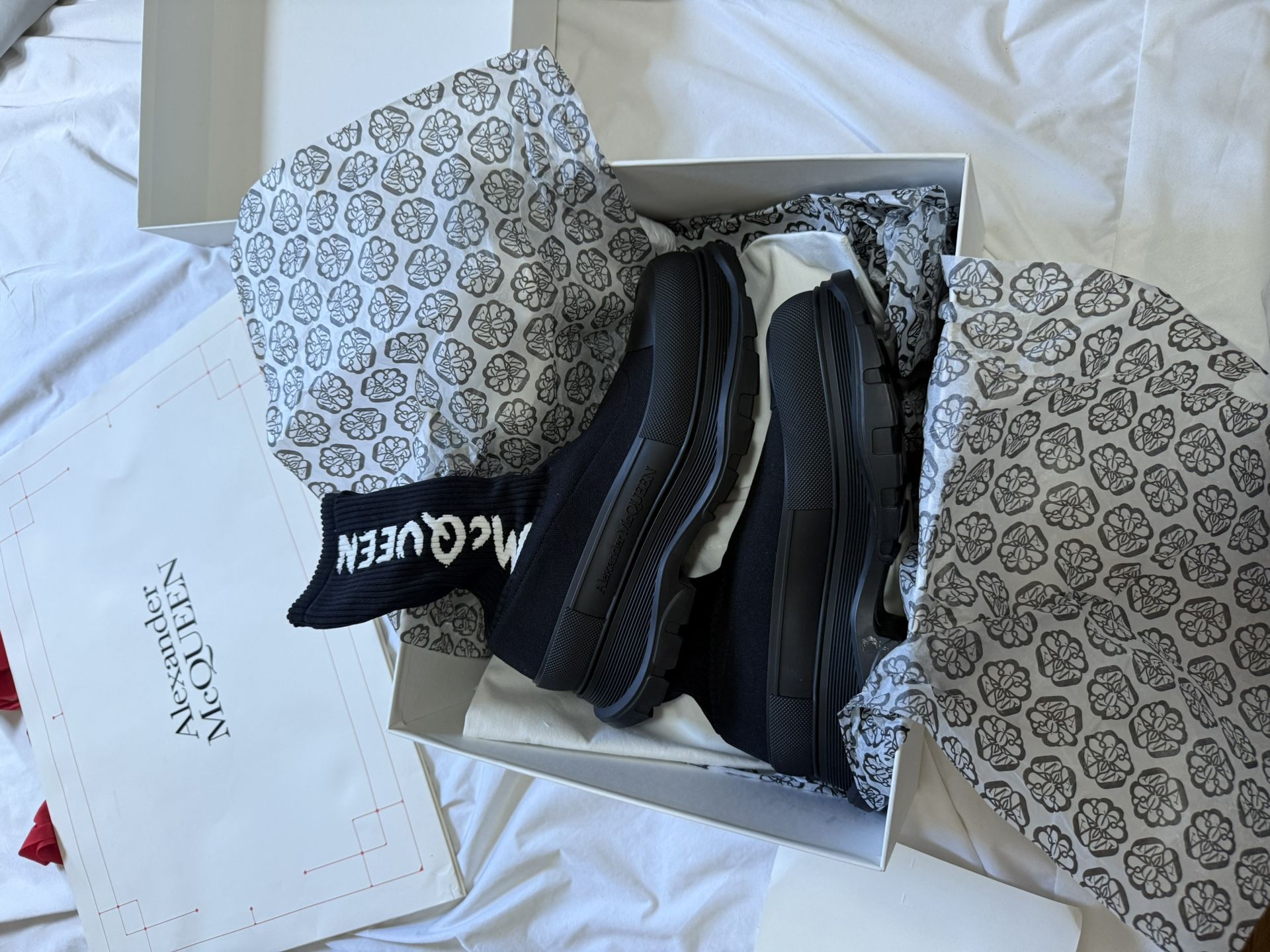 Alexander McQueen Tread Slick Knit Sock Boots 