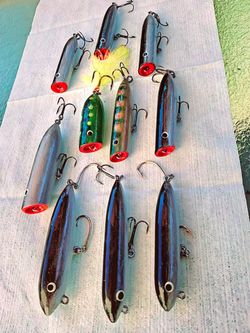 Custom Made Wood Lures And Hand Poured And Injected Soft Plastic Worms. Great Gift For The Angler In Your Family ! 100% HAND MADE/HAND PAINTED!