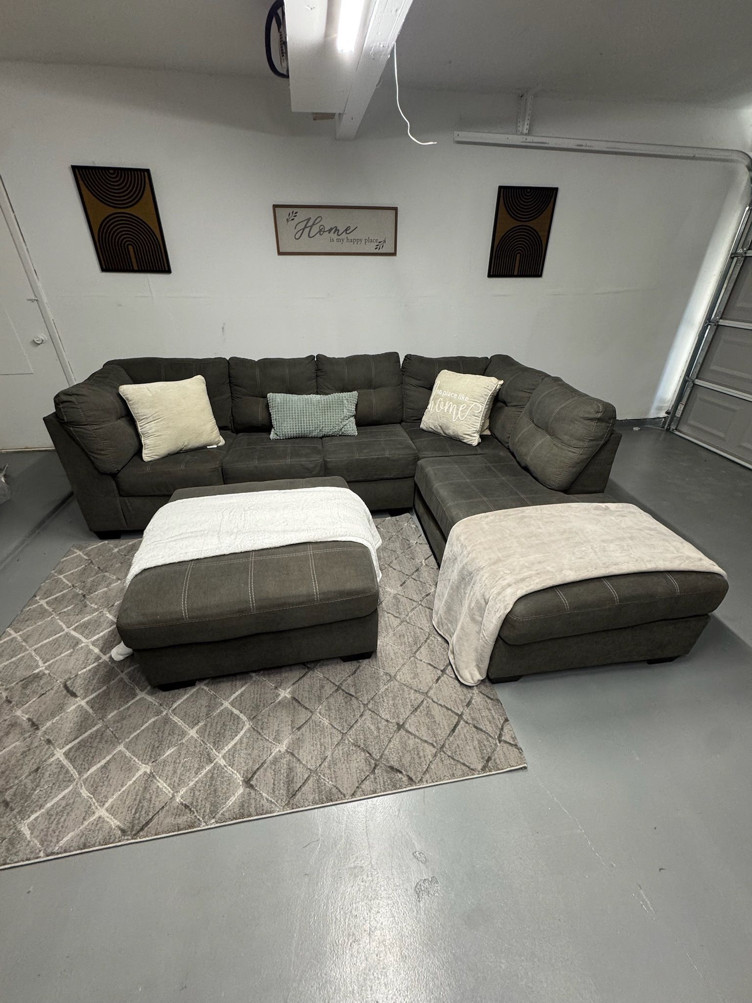 Grey Sectional W/ Ottoman Free Delivery