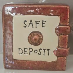 Vintage Ceramic Safe Deposit Box Piggy Bank