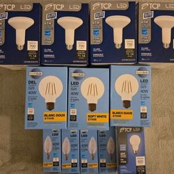 Lot of 12 New LED Dimmable Light Bulbs – Soft White (Vanity, Flood, & Chandelier)