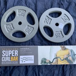 50 lbs Plates With Curl Bar