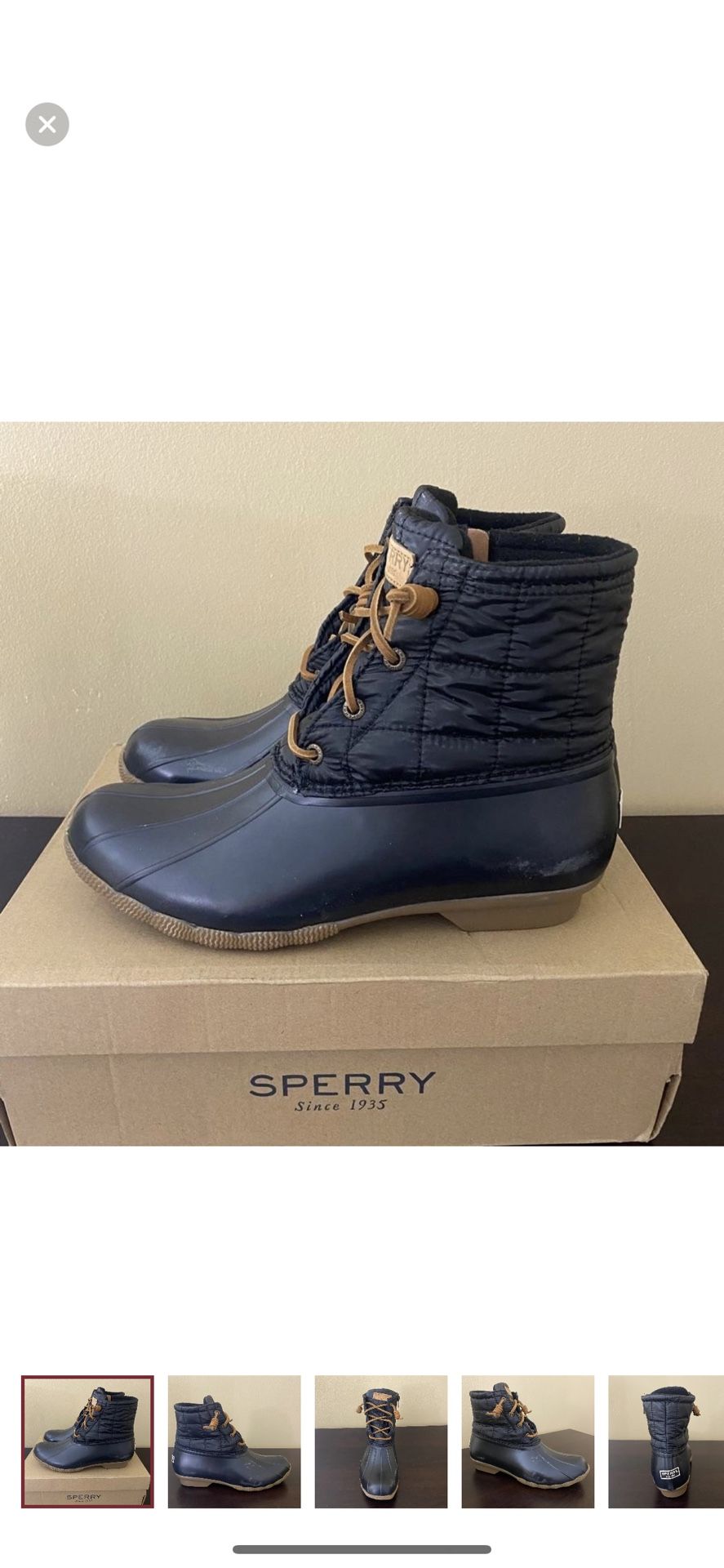 Sperry Women's Saltwater Shiny Quilted Rain Boot