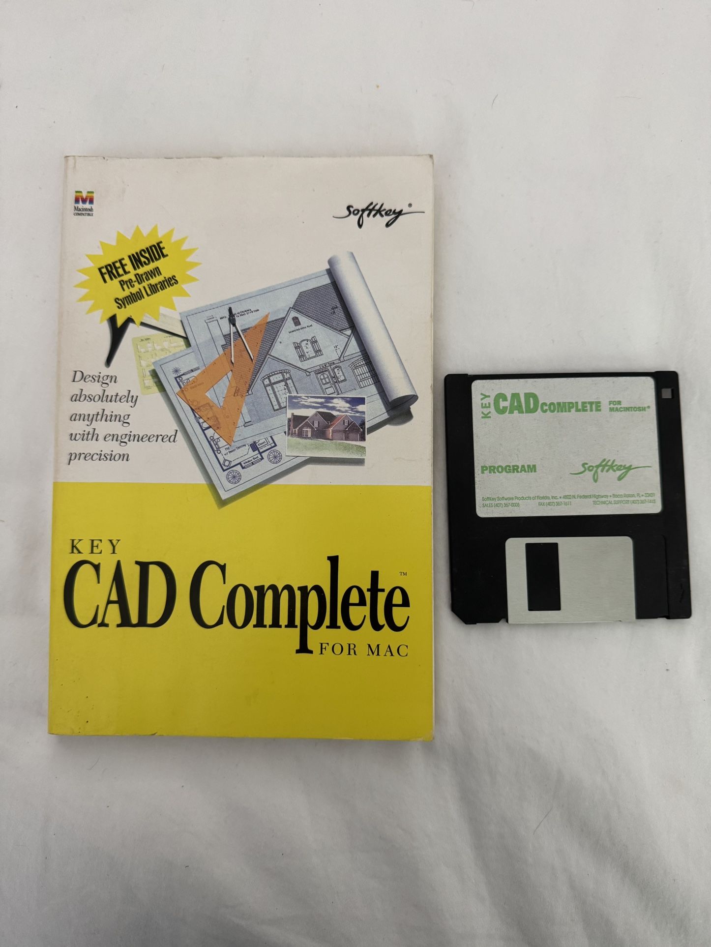 Vintage 1994 Softkey Key CAD Complete for Macintosh – 3.5" Diskette & Manual
