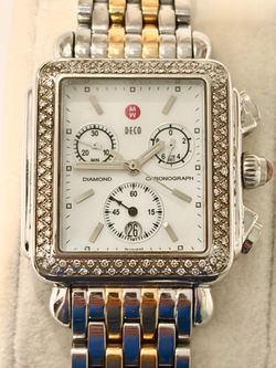 MICHELE Deco Diamond Chronograph two-tone
