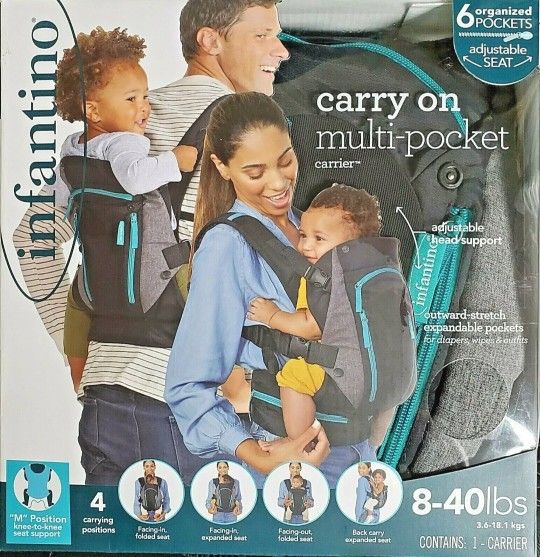 Infantino Carry On Multi-Pocket Carrying Grey 8-40 lbs. 4 Carrying  Positions