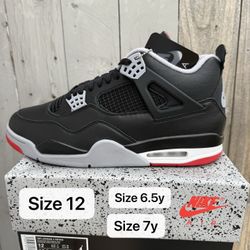 Air Jordan 4 Bred Reimagined Mens size 12 GS size 6.5y size 7y