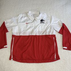 Nike Men Red Color Block Football Quarter Zip Windbreaker