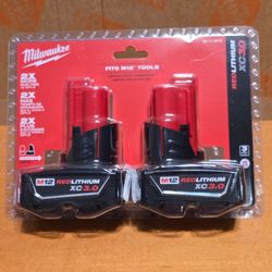 Milwaukee M12 REDLITHIUM XC 3.0Ah 2 pk Batteries No Low Offers/Trades, Pls. Price is Firm Pick up in Burien Yes Available 
