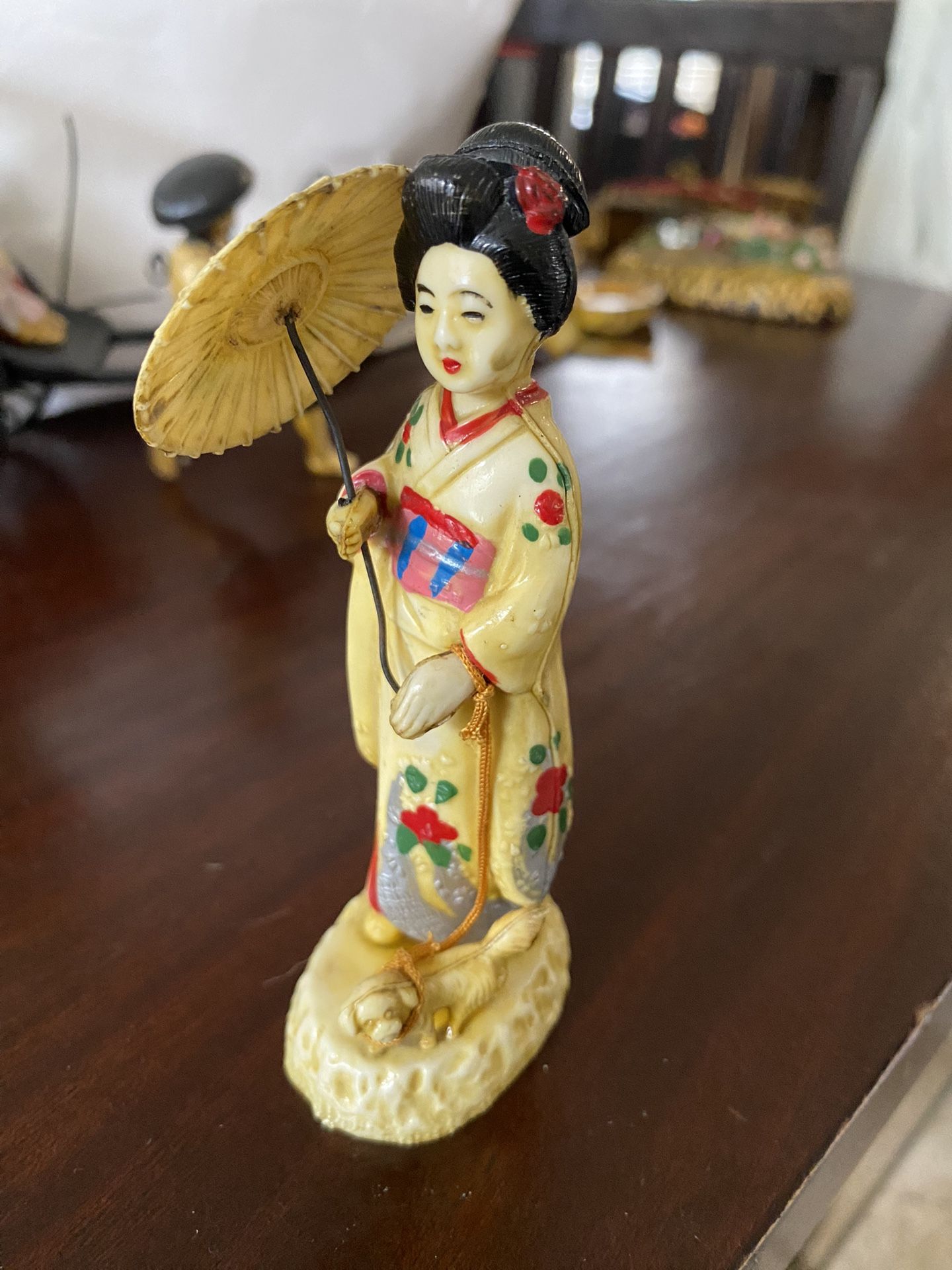 1940s Japanese Celluloid Women Walking Dog