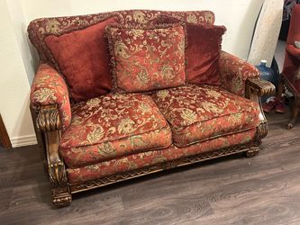 Upholstered solid wood loveseat