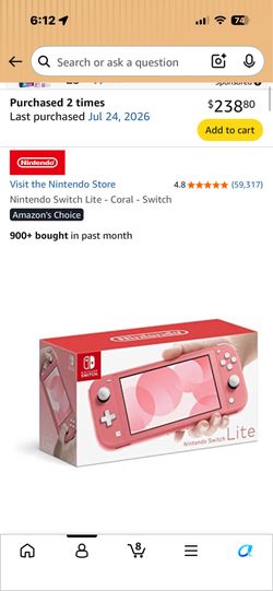 Nintendo switch lite coral