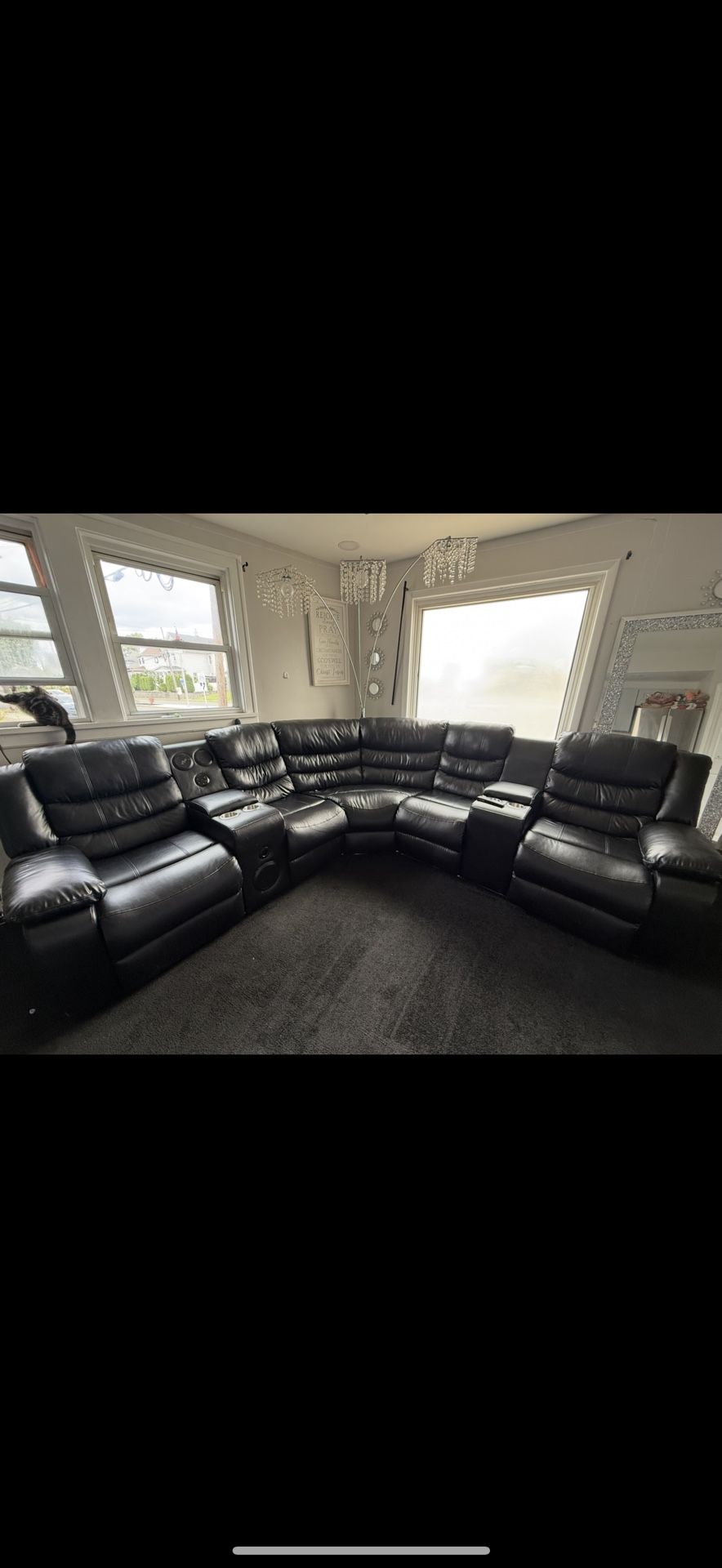 Led Lights Recliner, Bluetooth Speaker, Leather Couch