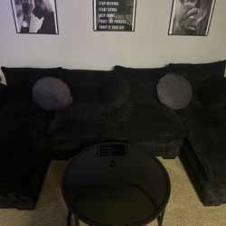 Sectional With Middle Glass Table