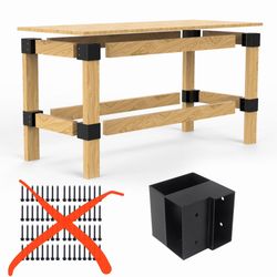 Heavy Duty Workbench Bracket Kit - 8 Pcs Steel 3-Way Right Angle Corner Brackets for DIY Custom Workbench, Shelving, Work Table, Fits 2x4 (1.5"x3.5”)