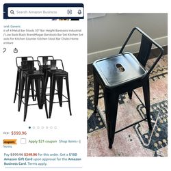 Set of 2 Metal Bar Stools 30" Bar Height Barstools 50% OFF ORIG