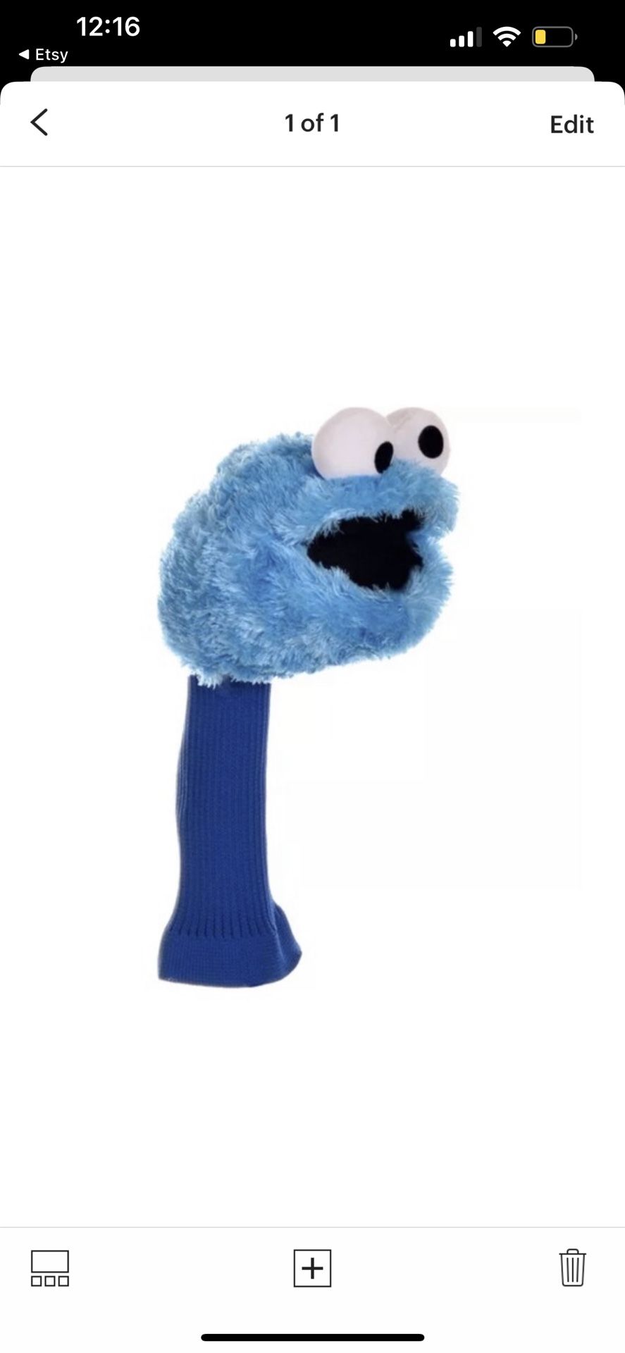 Cookie Monster from Sesame Street Plush Golf club Head covers Gift for him Gift for kids Gift for her Cute Funky Head cover