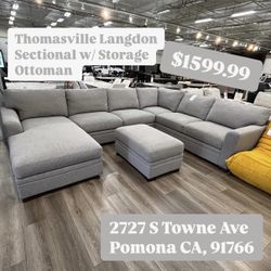 Thomasville Langdon Sectional W/ Storage Ottoman