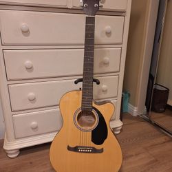 Used Fender FA-135CE Concert Natural Acoustic Electric Guitar with Bag & Strap