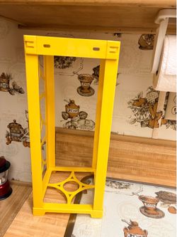 Vintage 70s Yellow Plastic Canister Holder - Retro Kitchen Rack