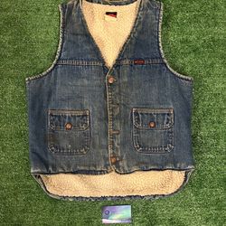 Vintage 1990s Big Ben Sherpa jean vest