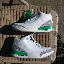 New Women's Air Jordan 3 Retro Wmn Size 8 Lucky Green