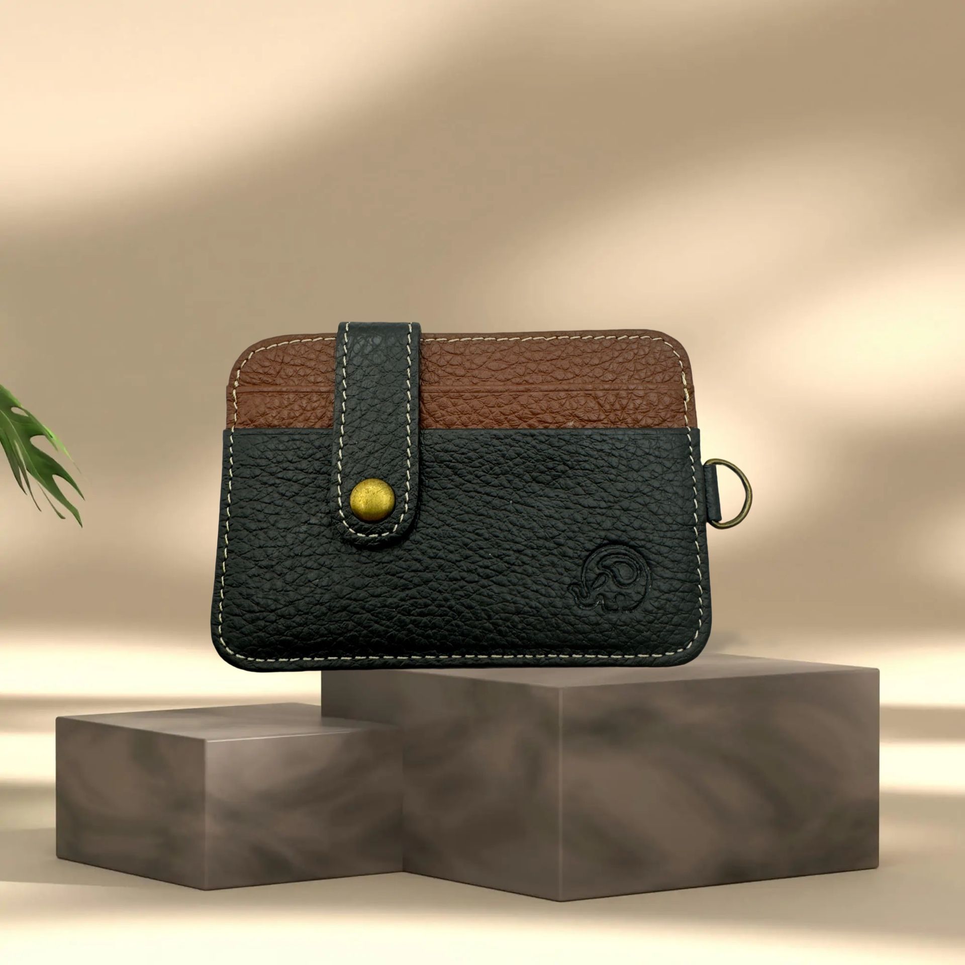 New Cowhide Leather Layer Thin Wallet Credit Card Holder Black & Brown