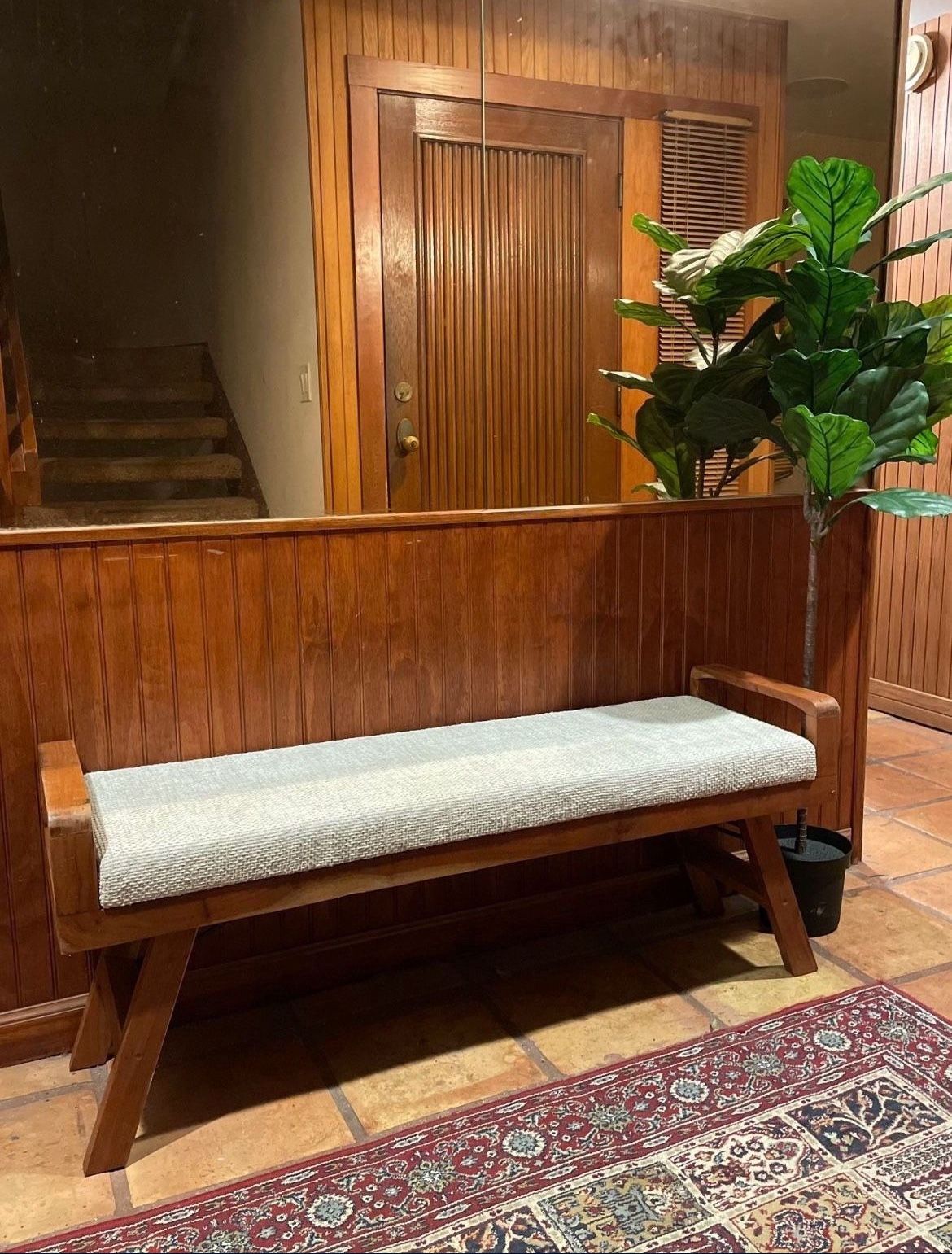 Indian Kilim Bench / Creamy Beige / Entryway Bench